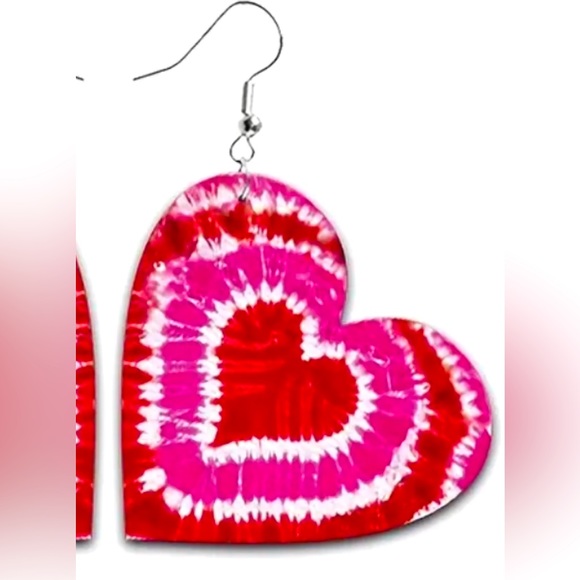 Faux Leather Tye Dye Earrings - Picture 2 of 3